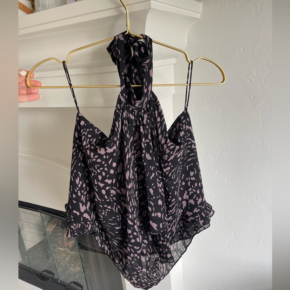 Parker high neck flowy ruffled top